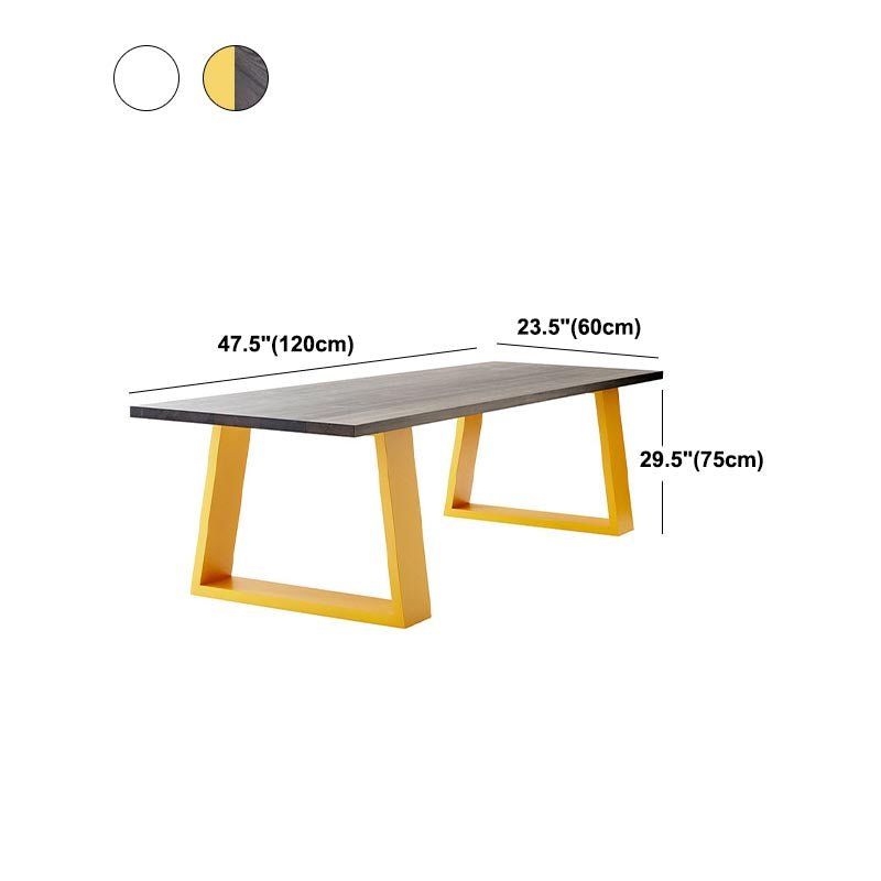 Metal Industrial Rectangle Dining Table for Home Pine Wood Top Table with Sled
