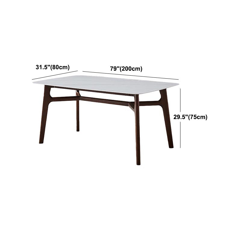 Mid-century Rectangle Dining Table White Stone Top Tripod Base Dining Table