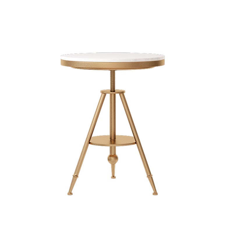 Traditional Luxury Round Dining Table Marble Top Table with Gold Metal Base