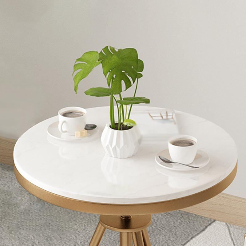 Traditional Luxury Round Dining Table Marble Top Table with Gold Metal Base