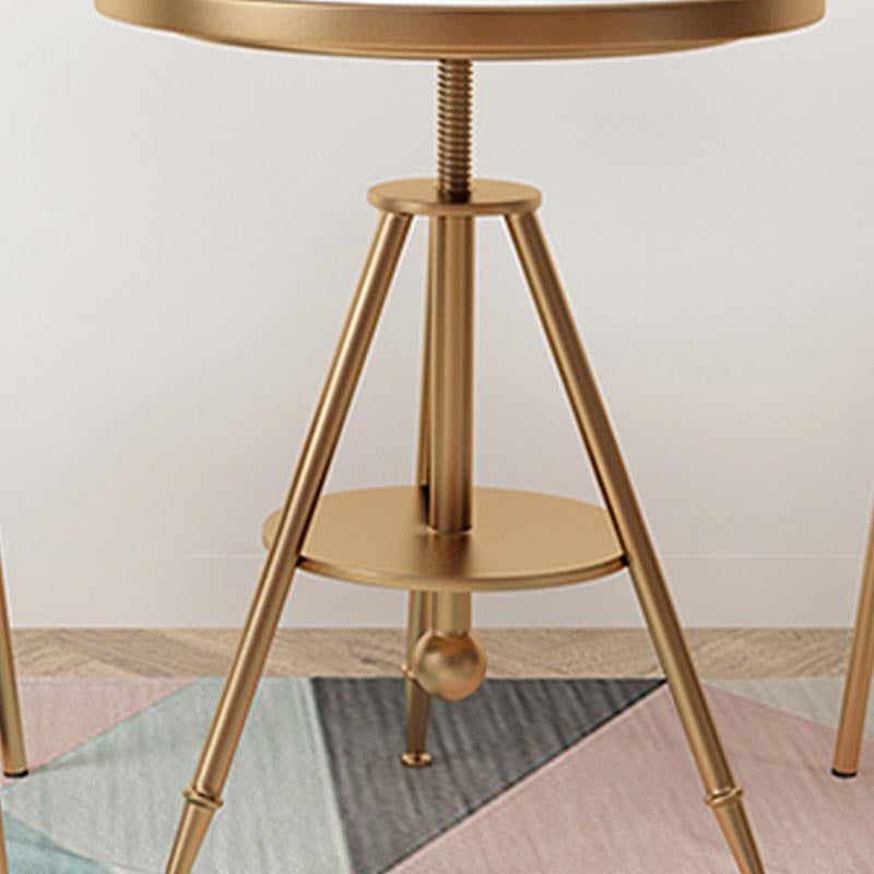 Traditional Luxury Round Dining Table Marble Top Table with Gold Metal Base