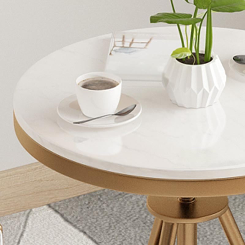 Traditional Luxury Round Dining Table Marble Top Table with Gold Metal Base