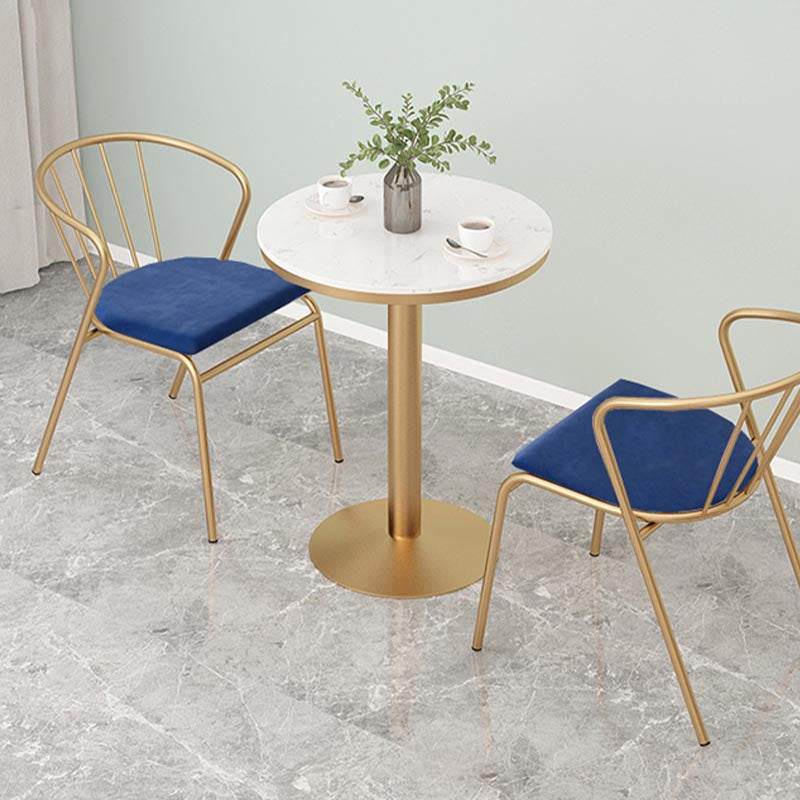 Traditional Luxury Round Dining Table Marble Top Table with Gold Metal Base