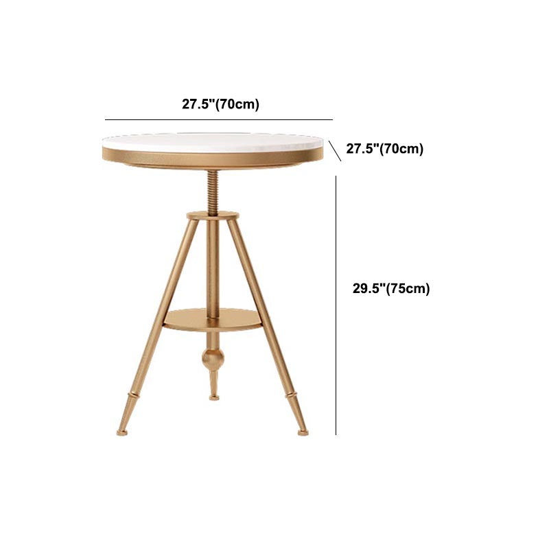 Traditional Luxury Round Dining Table Marble Top Table with Gold Metal Base
