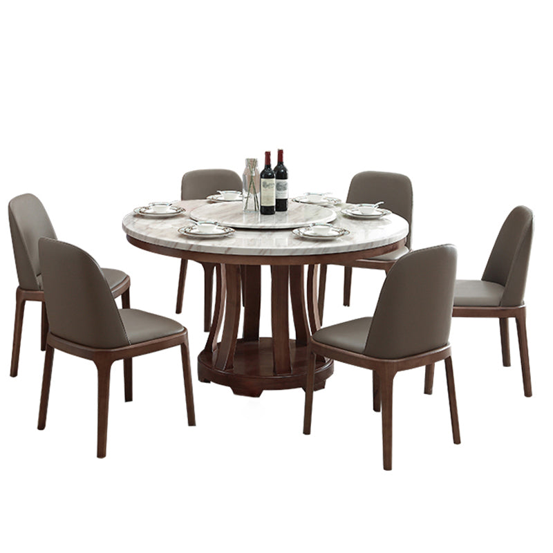 Sintered Stone Dining Table Modern White Convertible Furniture with Pedestal Base for Home