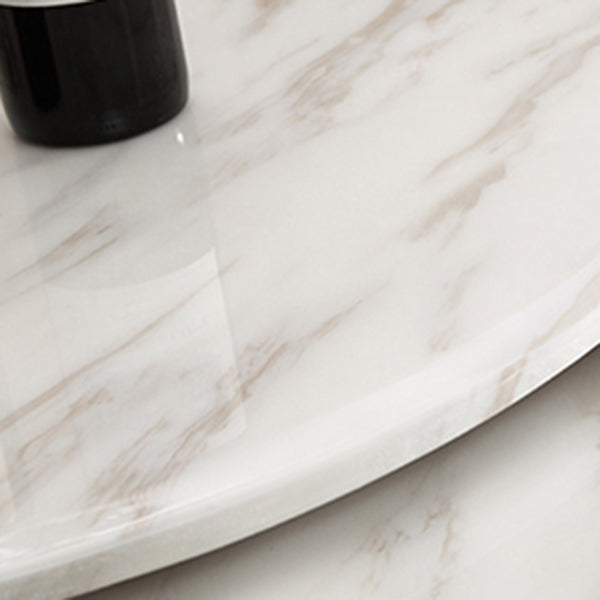 Sintered Stone Dining Table Modern White Convertible Furniture with Pedestal Base for Home