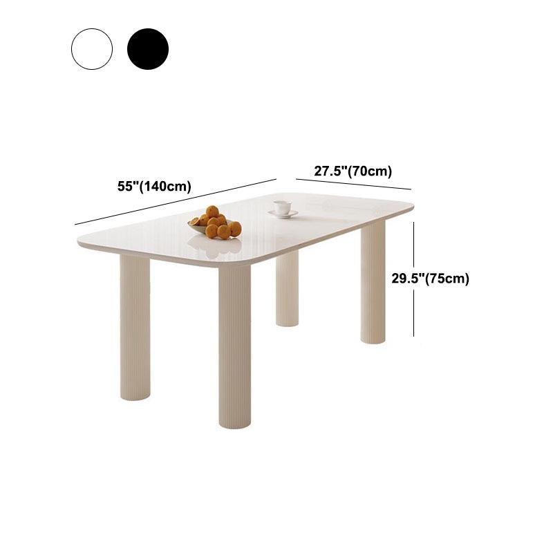Modern Rectangle Dining Room Collection Stone and Wood Fixed Dinner Table