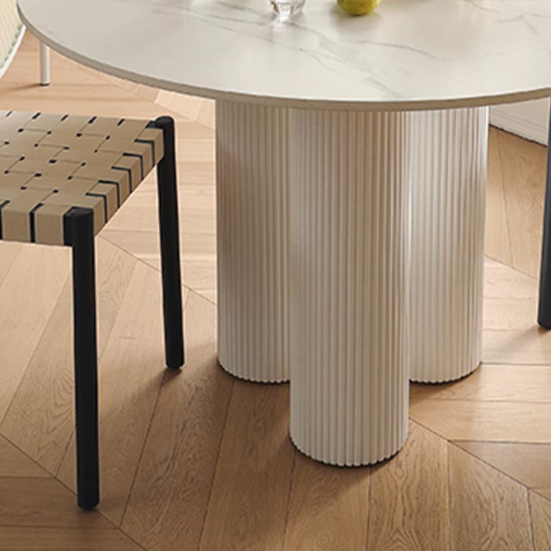 Round Dining Room Table Contemporary White Fixed Kitchen Table