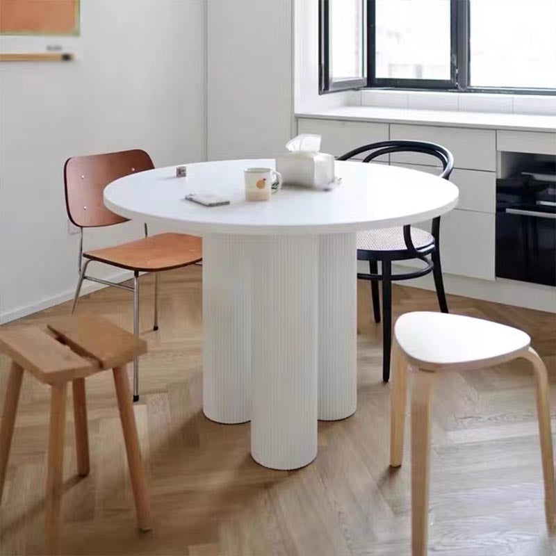 Round Dining Room Table Contemporary White Fixed Kitchen Table