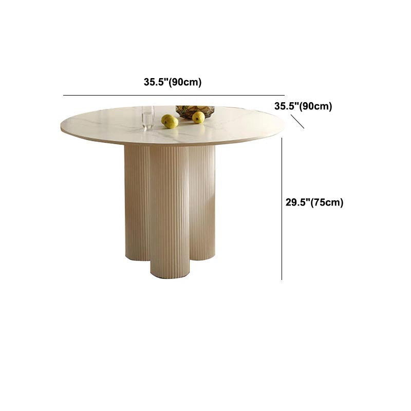 Round Dining Room Table Contemporary White Fixed Kitchen Table