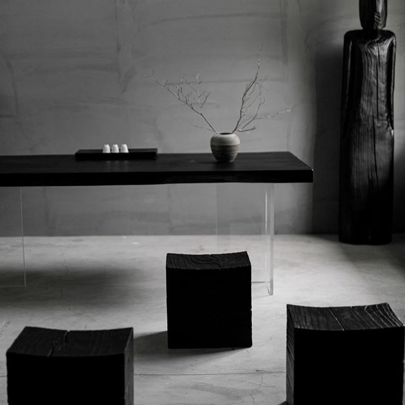 Acrylic Clear Double Pedestal Dining Table Modern Solid Wood Top Dinette Table