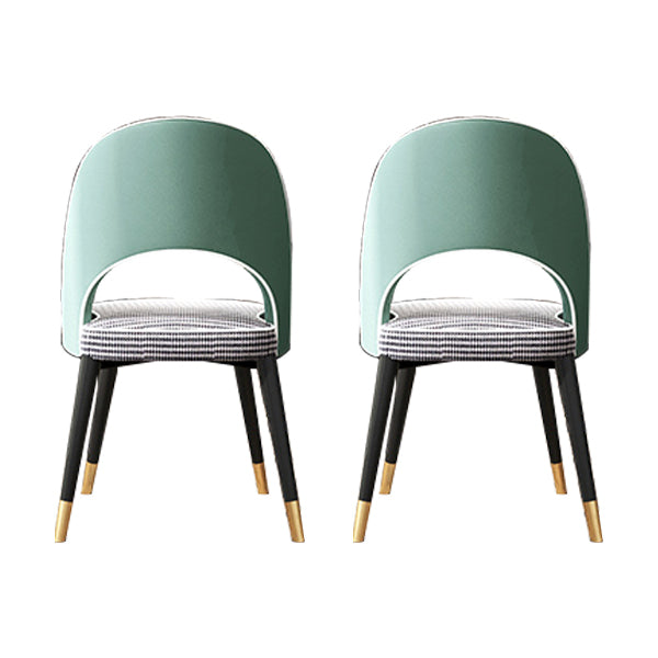 Open Back Dining Side Chair Faux Leather and Wood Armless Dining Chairs