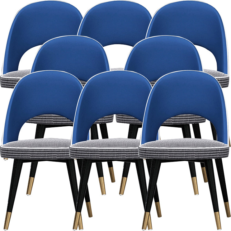 Open Back Dining Side Chair Faux Leather and Wood Armless Dining Chairs