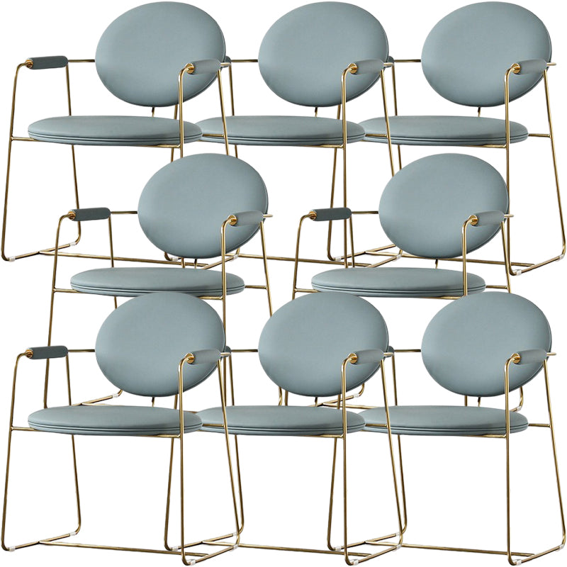 Oval Dining Arm Chair Faux Leather and Metal Dining Room Chair
