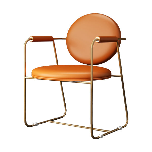 Oval Dining Arm Chair Faux Leather and Metal Dining Room Chair