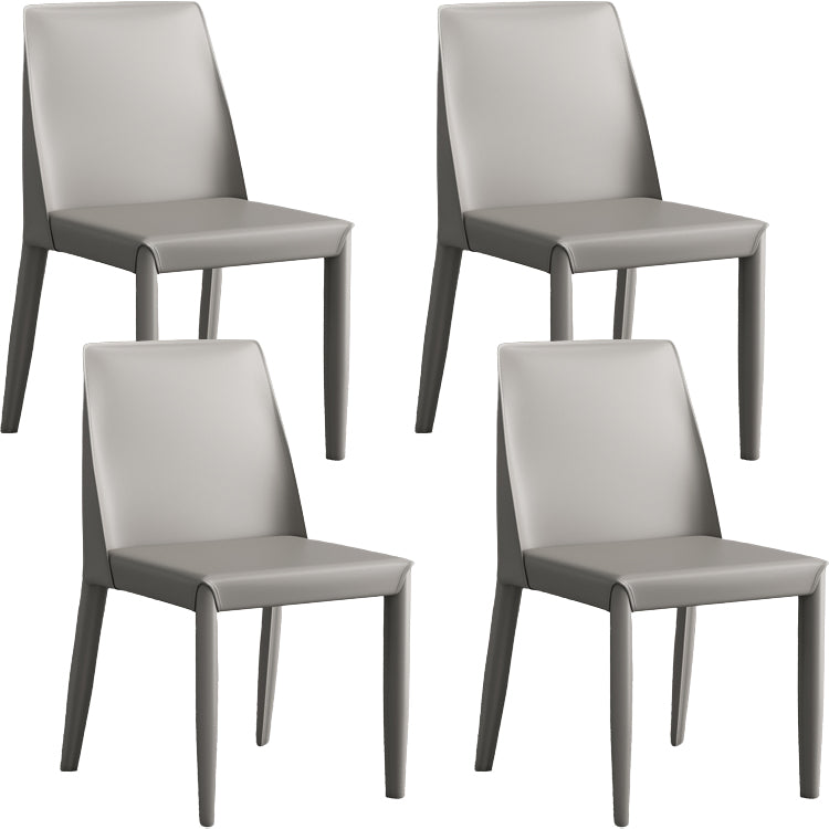 Faux Leather Armless Dining Chairs Contemporary Side Chair Set