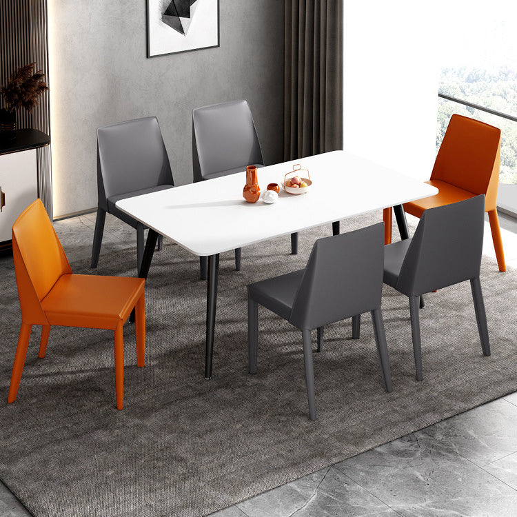 Faux Leather Armless Dining Chairs Contemporary Side Chair Set