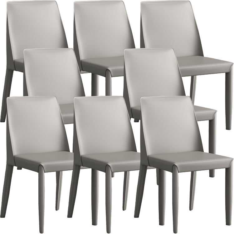 Faux Leather Armless Dining Chairs Contemporary Side Chair Set