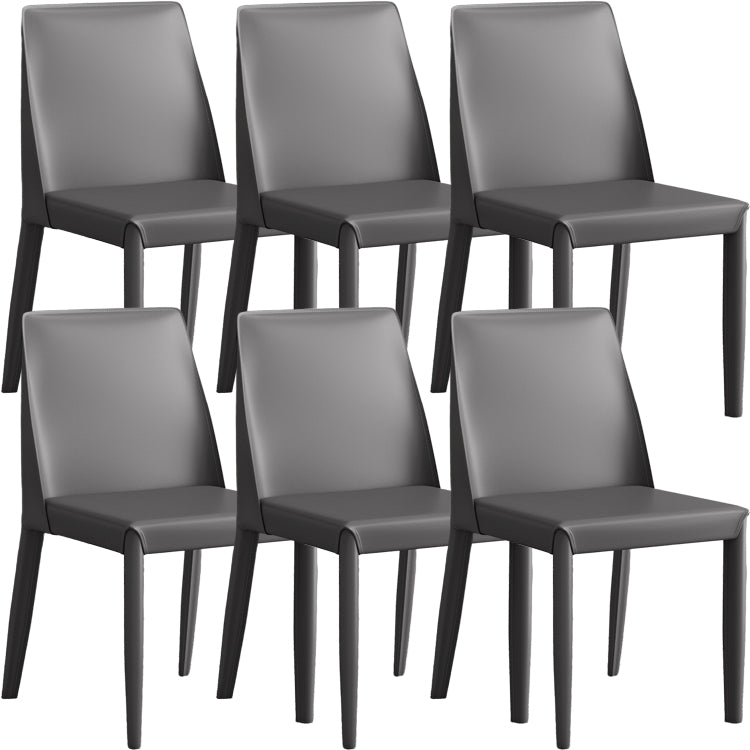 Faux Leather Armless Dining Chairs Contemporary Side Chair Set