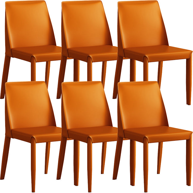 Faux Leather Armless Dining Chairs Contemporary Side Chair Set
