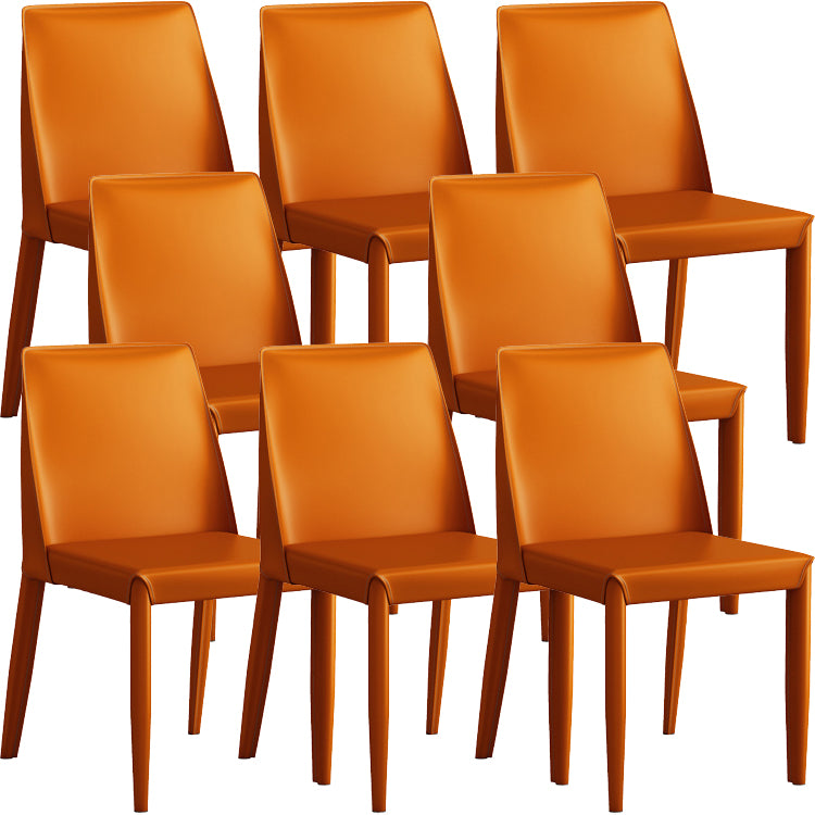 Faux Leather Armless Dining Chairs Contemporary Side Chair Set