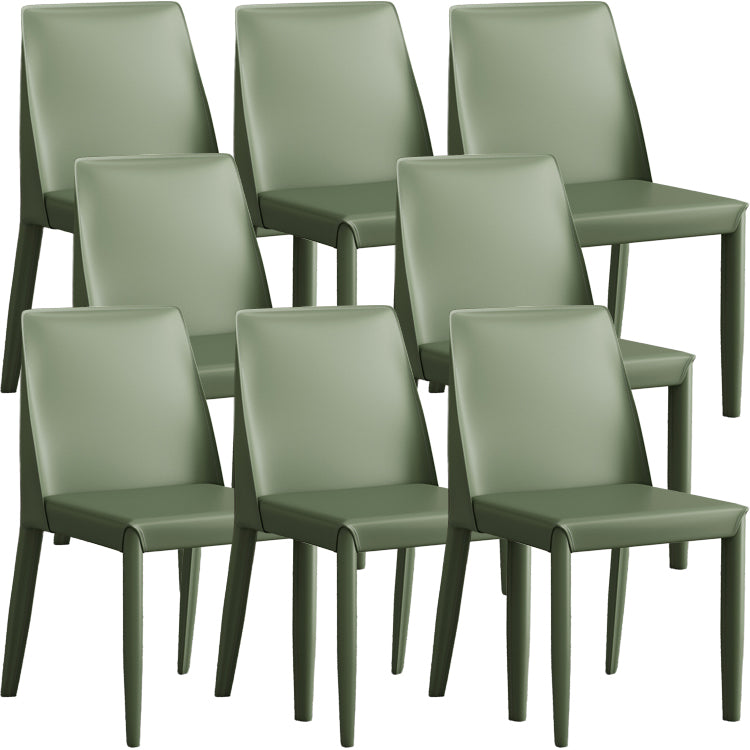 Faux Leather Armless Dining Chairs Contemporary Side Chair Set