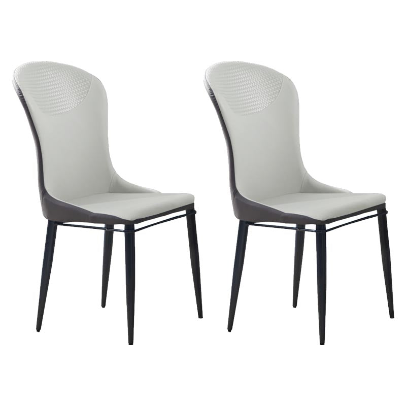 Beige and Blue Dining Chairs Contemporary Armless Dining Side Chair