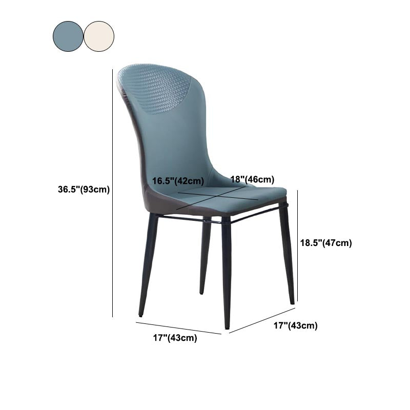 Beige and Blue Dining Chairs Contemporary Armless Dining Side Chair