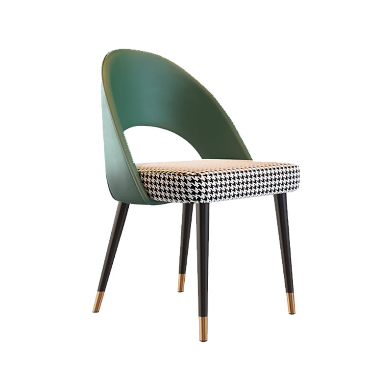 Glam Armless Dining Side Chair Black Metal Legs Open Back Dining Chairs