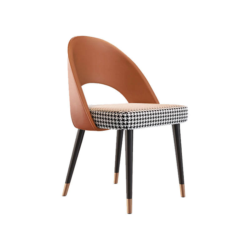 Glam Armless Dining Side Chair Black Metal Legs Open Back Dining Chairs