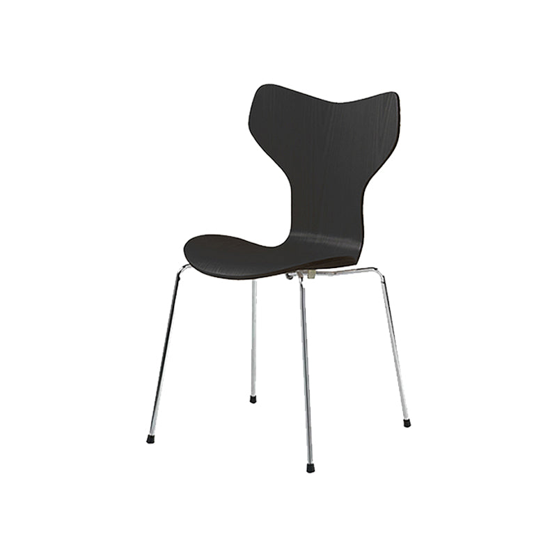 Silver Metal Legs Dining Side Chair Contemporary Wood Armless Dining Chairs