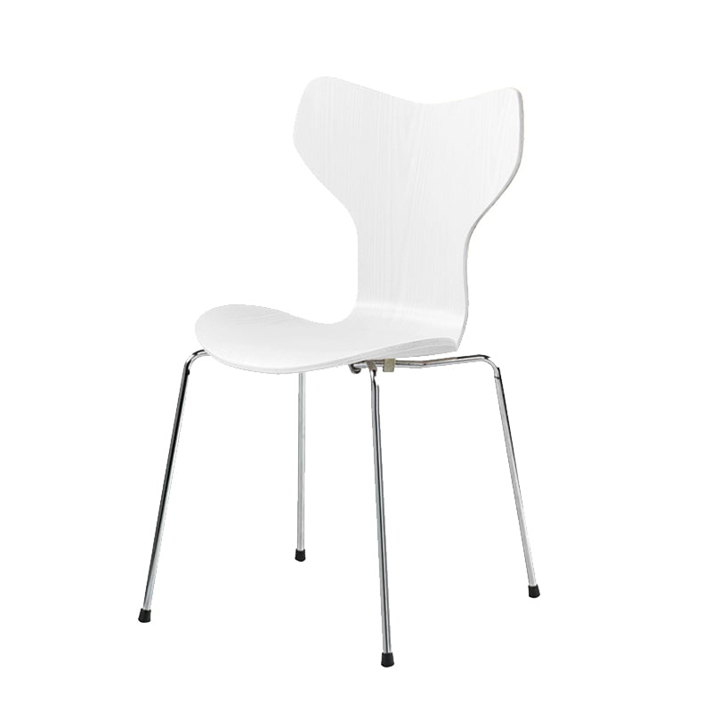 Silver Metal Legs Dining Side Chair Contemporary Wood Armless Dining Chairs