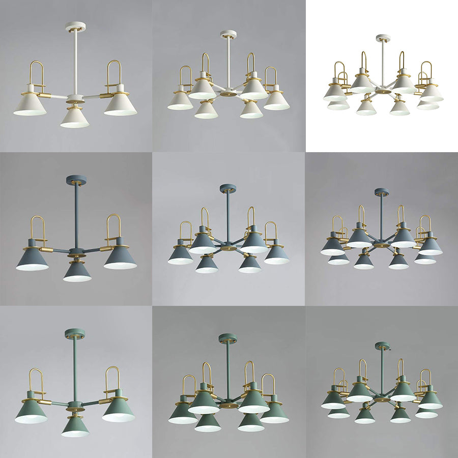 Luz de suspensión de emprendimiento de metal de araña de embudo de embudo de Macaron Loft