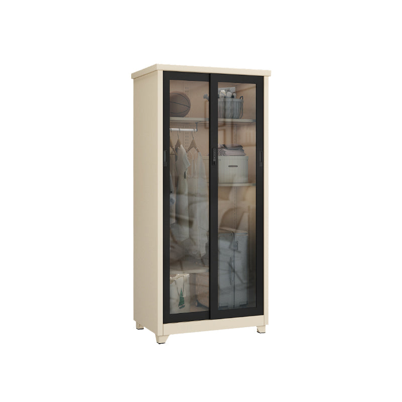 Contemporary Style 1-Door Wardrobe Glass Wardrobe Closet with Shelves