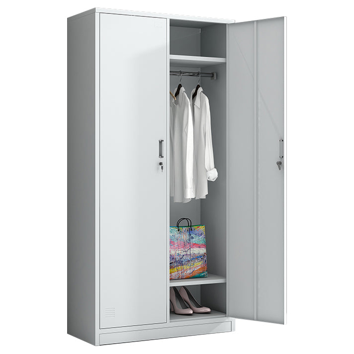 White Metal Cabinet for Bathroom Contemporary Storage Cabinet with Hinged Door