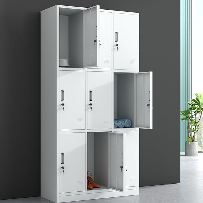 White Metal Cabinet for Bathroom Contemporary Storage Cabinet with Hinged Door