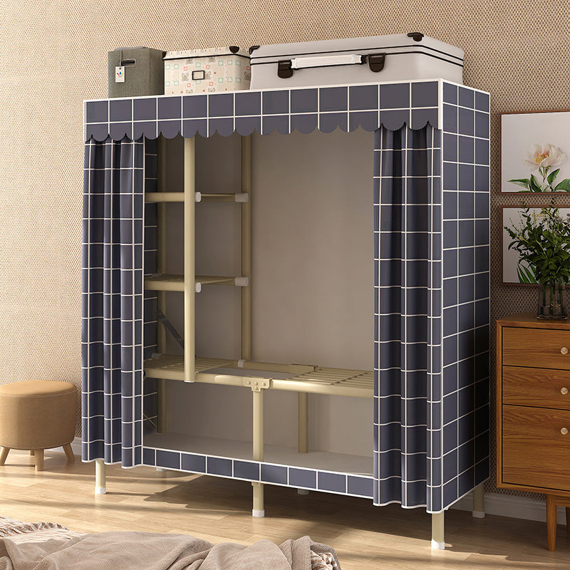 Contemporary Style Wardrobe Armoire Steel Frame Wardrobe for Bedroom