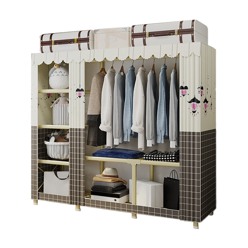 Contemporary Style Wardrobe Armoire Steel Frame Wardrobe for Bedroom