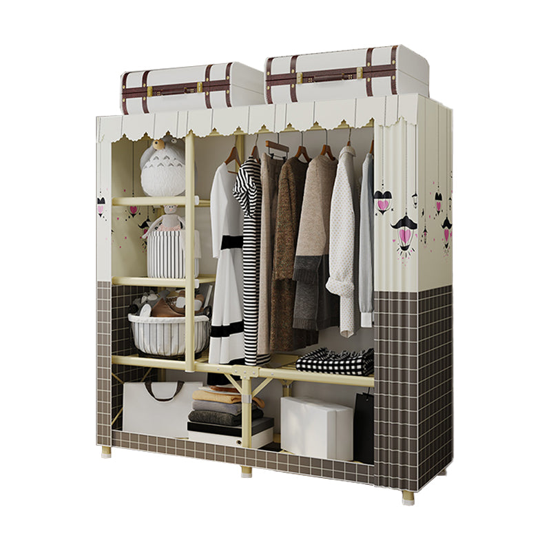 Contemporary Style Wardrobe Armoire Steel Frame Wardrobe for Bedroom
