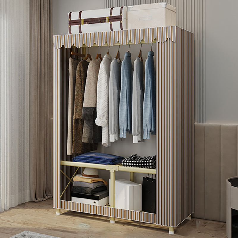 Contemporary Style Wardrobe Armoire Steel Frame Wardrobe for Bedroom