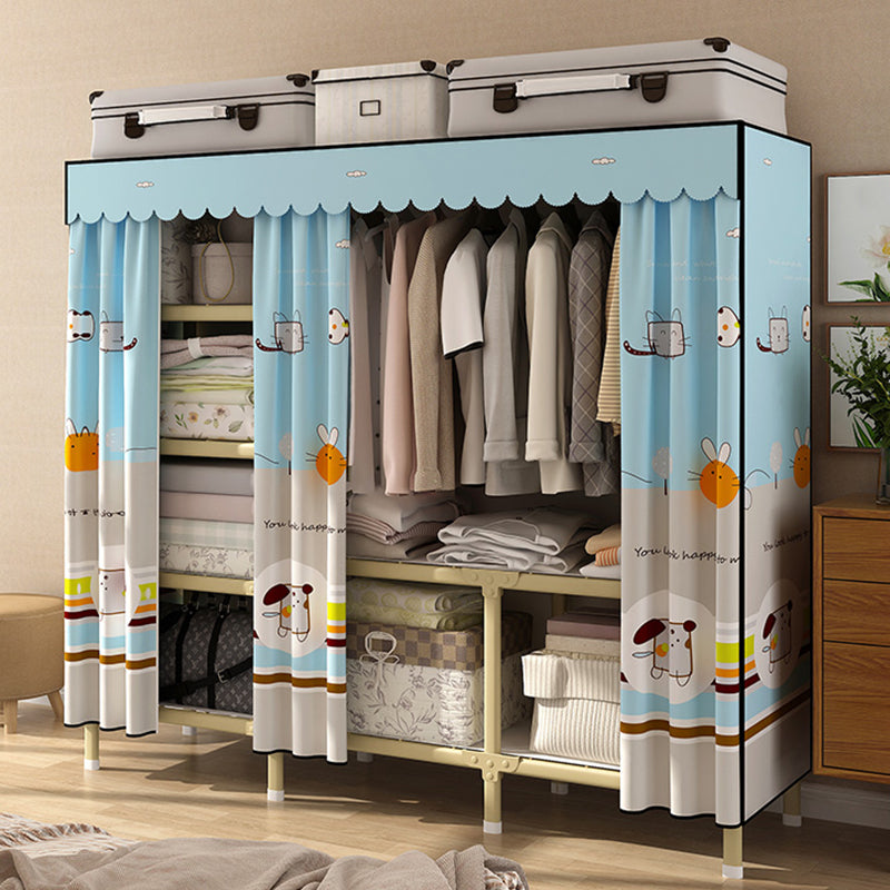 Contemporary Style Wardrobe Armoire Steel Frame Wardrobe for Bedroom