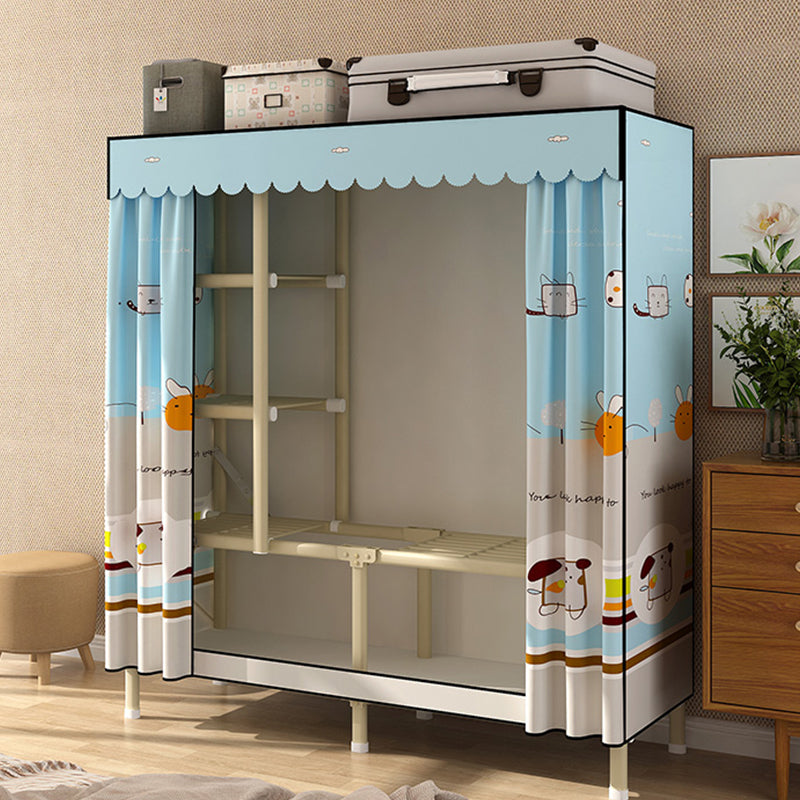 Contemporary Style Wardrobe Armoire Steel Frame Wardrobe for Bedroom