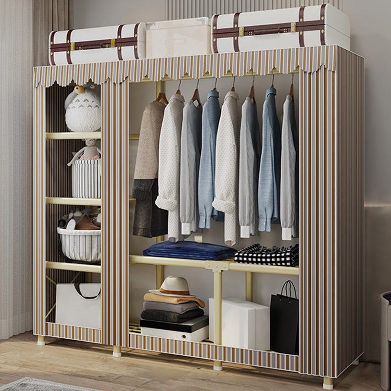 Contemporary Style Wardrobe Armoire Steel Frame Wardrobe for Bedroom