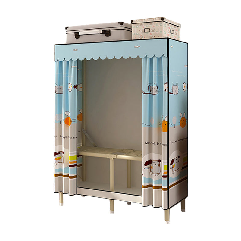 Contemporary Style Wardrobe Armoire Steel Frame Wardrobe for Bedroom