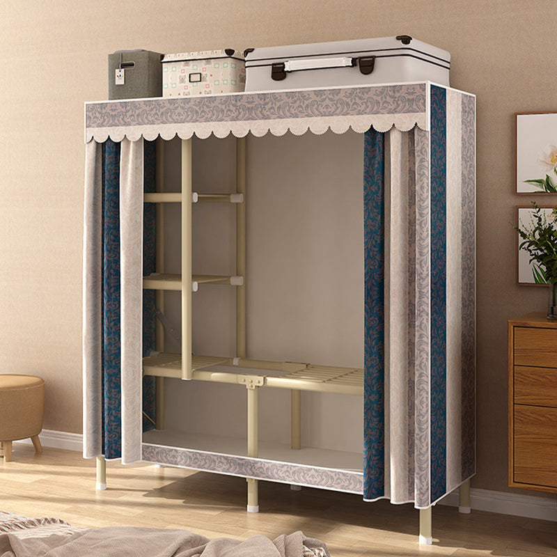 Contemporary Style Wardrobe Armoire Steel Frame Wardrobe for Bedroom