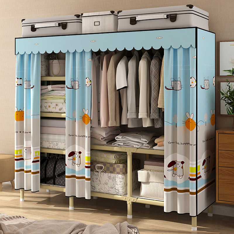 Contemporary Style Wardrobe Armoire Steel Frame Wardrobe for Bedroom