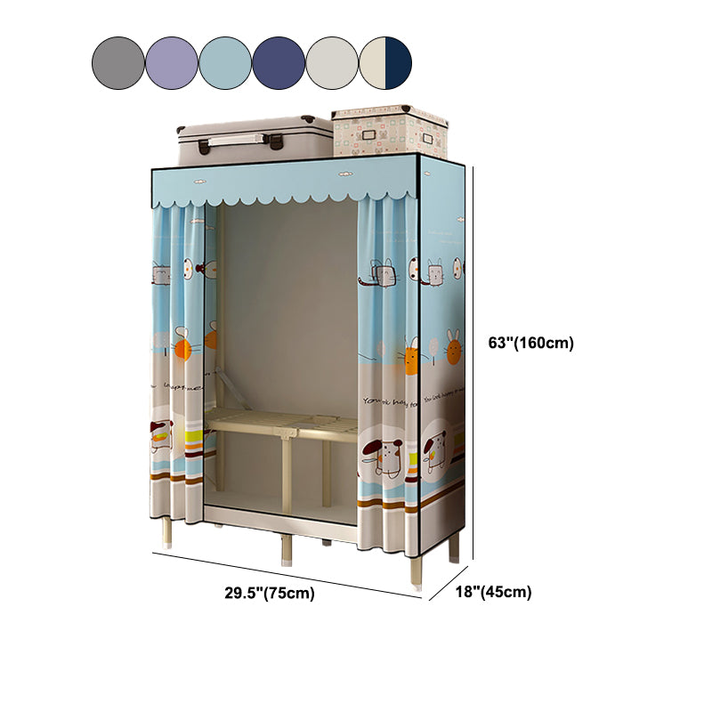 Contemporary Style Wardrobe Armoire Steel Frame Wardrobe for Bedroom