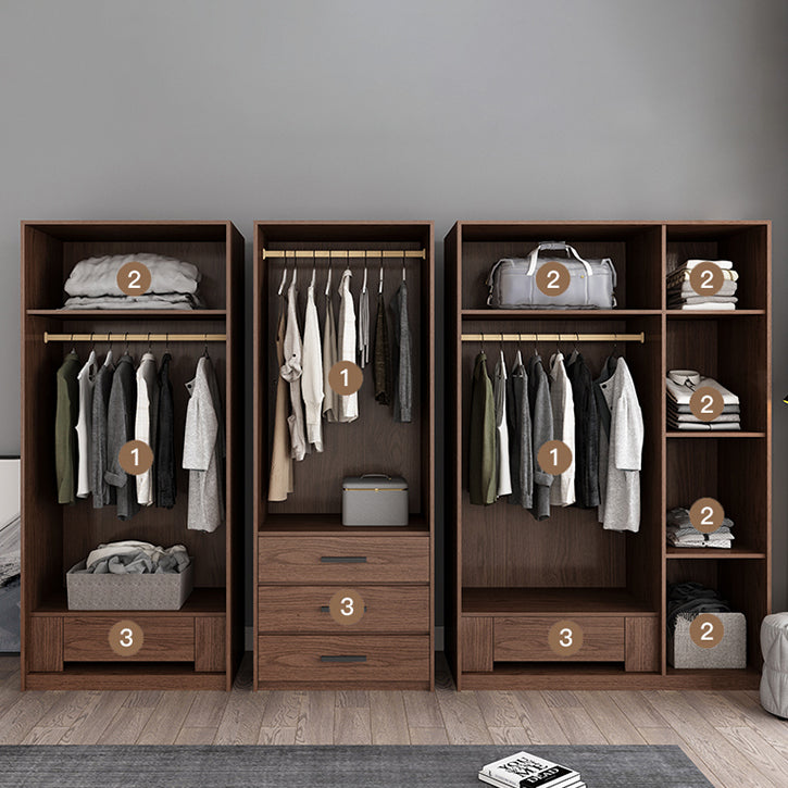 Contemporary Wardrobe with Garment Rod Engineered Wood Wardrobe Closet