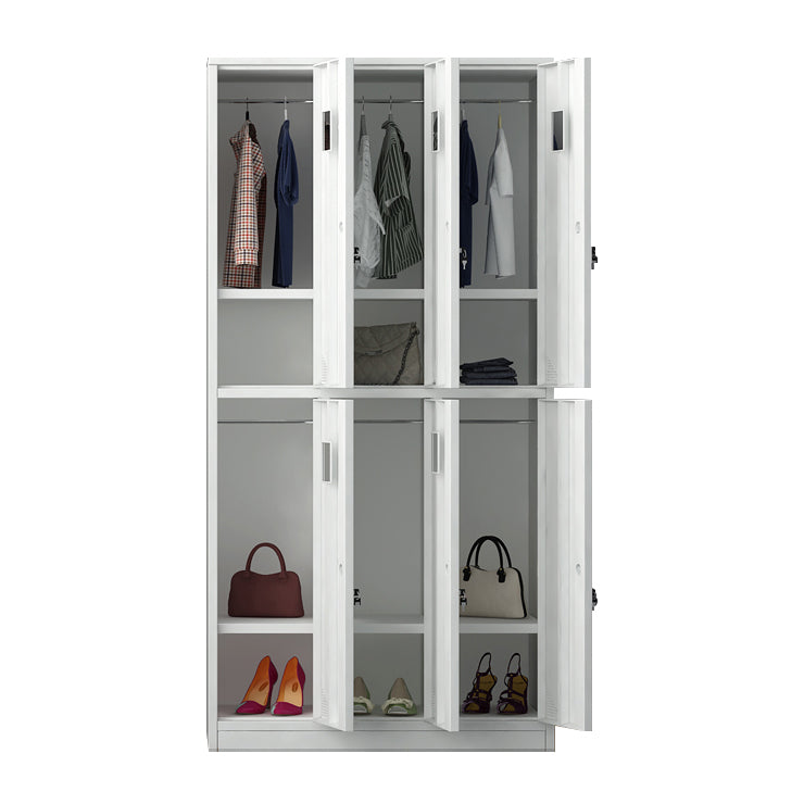 Modern Style Hinged Door Wardrobe for Home Grey Metal Cabinet