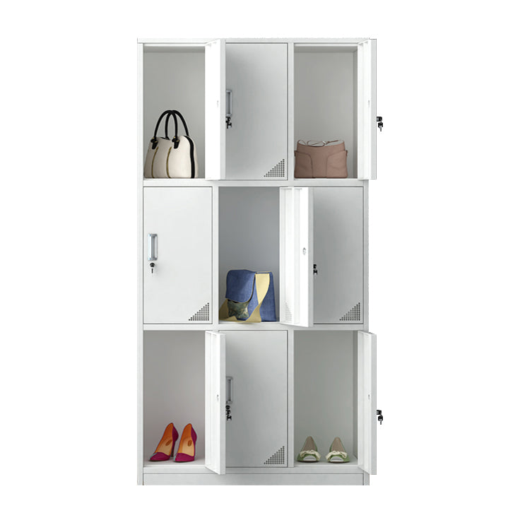 Modern Style Hinged Door Wardrobe for Home Grey Metal Cabinet